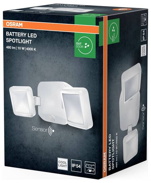 Produktbild: OSRAM HOMELIGHTING Battery LED Spotlight Sensor 10W 4000K IP54 White 4099854497513 Au&szlig;enstrahler
