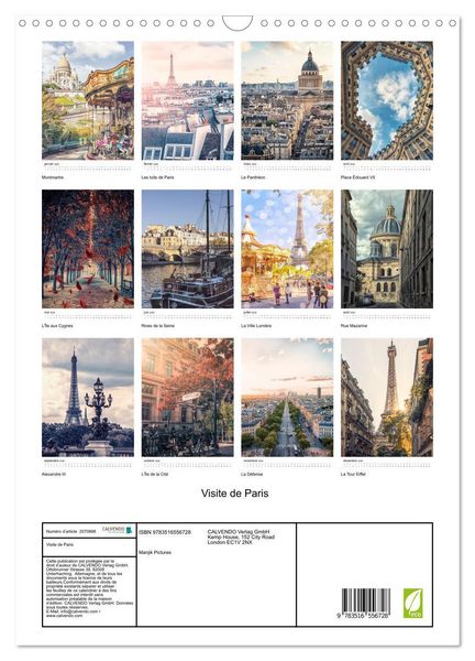 Produktbild: Visite de Paris (Calendrier mural 2026 DIN A3 horizontal), CALVENDO calendrier mensuel