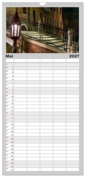 Produktbild: Familienplaner 2027 - Venedig bei Nacht mit 5 Spalten (Wandkalender, 21 x 45 cm) CALVENDO
