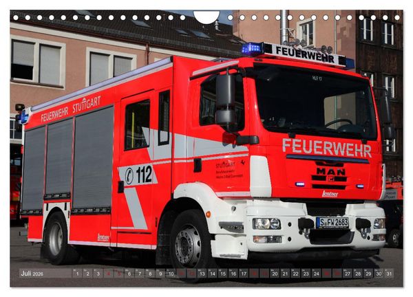 Produktbild: Einsatzfahrzeuge der Feuerwehr Stuttgart (Wandkalender 2026 DIN A4 quer), CALVENDO Monatskalender
