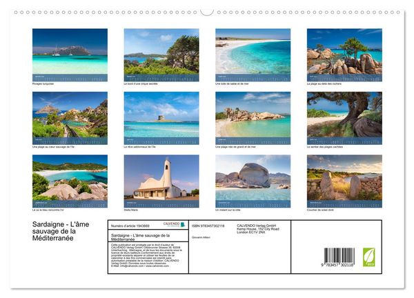 Produktbild: Sardaigne - L'&acirc;me sauvage de la M&eacute;diterran&eacute;e (Calendrier mural 2026 DIN A2 vertical) calendrier de bureau