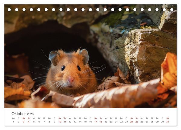 Produktbild: Wild und flauschig - Hamster - Abenteuer in freier Natur (Tischkalender 2026 DIN A5 quer), CALVENDO Monatskalender