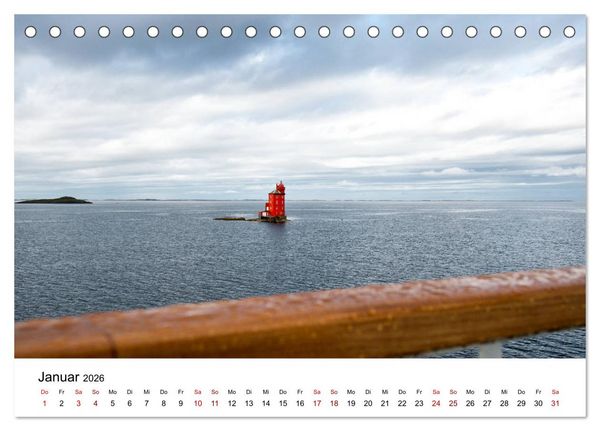 Produktbild: Hurtigruten - Bezaubernde Sch&ouml;nheit der norwegischen K&uuml;ste (Tischkalender 2026 DIN A5 quer), CALVENDO Monatskalender