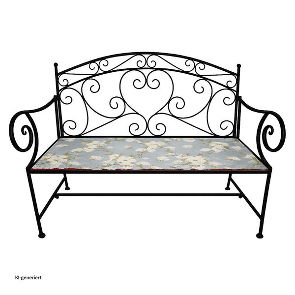 Produktbild: HTI-Living Gartenbank Celia Petunien Metallbank schwarz mit Motiv Sitzfl&auml;che 109 cm