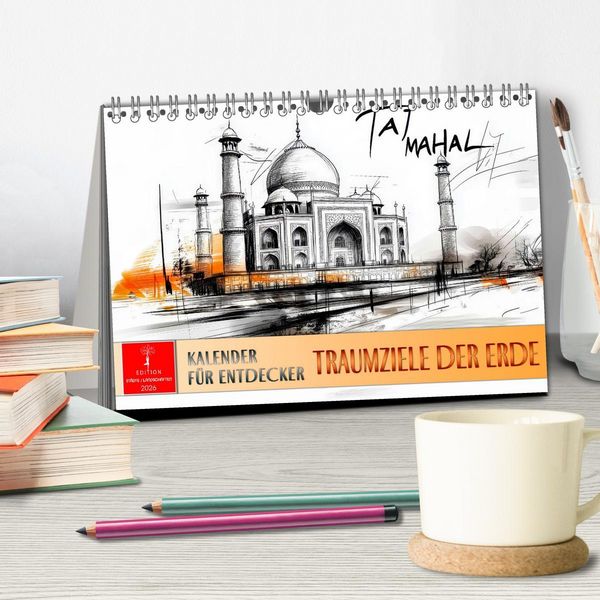 Produktbild: Traumziele der Erde - Kalender f&uuml;r Entdecker (Tischkalender 2026 DIN A5 quer), CALVENDO Monatskalender