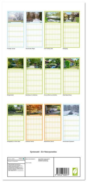 Produktbild: Familienplaner 2026 - Spreewald - Ein Naturparadies mit 5 Spalten (Wandkalender, 21 x 45 cm) CALVENDO