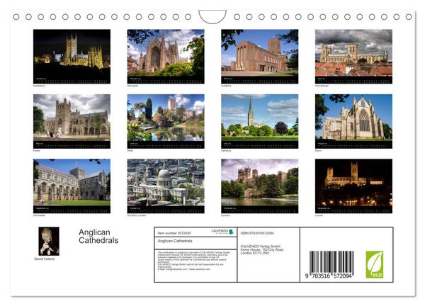 Produktbild: Anglican Cathedrals (Wall Calendar 2026 DIN A4 landscape), CALVENDO 12 Month Wall Calendar