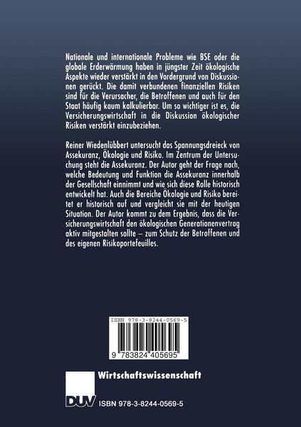 Produktbild: Assekuranz, &Ouml;kologie und Risiko