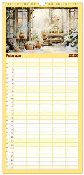 Produktbild: Familienplaner 2026 - Lauschige Gartenecken mit 5 Spalten (Wandkalender, 21 x 45 cm) CALVENDO