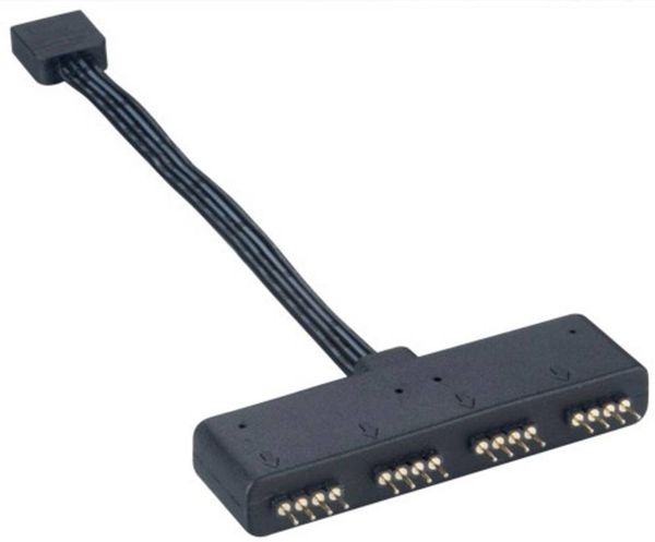 Produktbild: Computer Anschlusskabel [1x RGB LED Stecker - 4x RGB LED Buchse] 0.10 m Schwarz Akasa