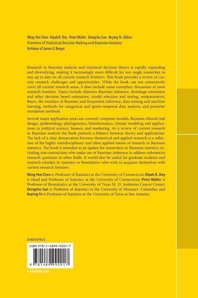 Produktbild: Frontiers of Statistical Decision Making and Bayesian Analysis