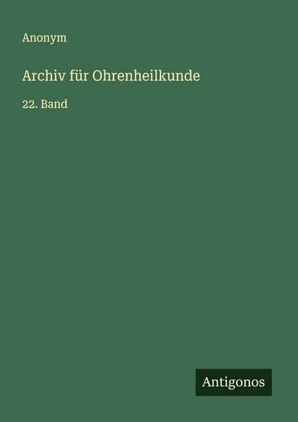 Produktbild: Archiv f&uuml;r Ohrenheilkunde
