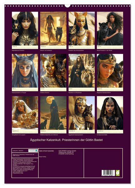 Produktbild: &Auml;gyptischer Katzenkult. Priesterinnen der G&ouml;ttin Bastet (Wandkalender 2026 DIN A2 hoch), CALVENDO Monatskalender