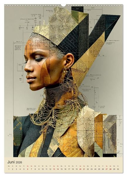 Produktbild: Afrikanische Anmut in Geometrie (Wandkalender 2026 DIN A2 hoch), CALVENDO Monatskalender