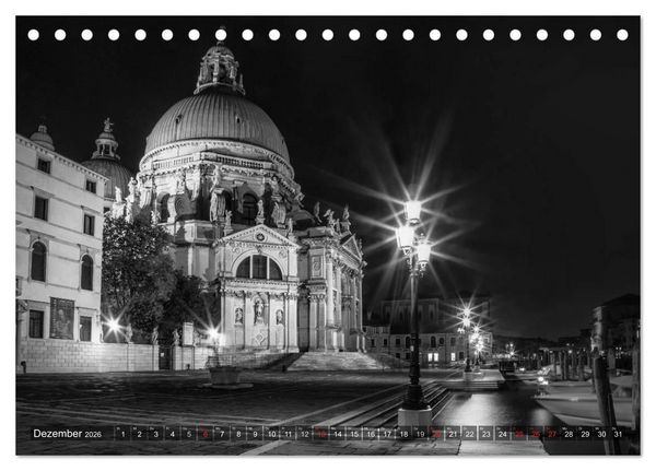 Produktbild: Leuchtendes Venedig &hellip;in monochrom (Tischkalender 2026 DIN A5 quer), CALVENDO Monatskalender
