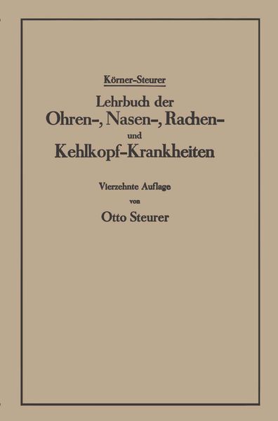 Produktbild: Lehrbuch der Ohren-, Nasen-, Rachen- und Kehlkopf-Krankheiten