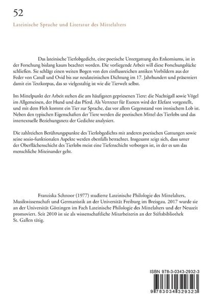 Produktbild: Das lateinische Tierlobgedicht in Spaetantike, Mittelalter und Frueher Neuzeit