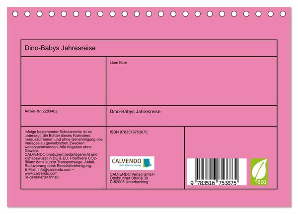 Produktbild: Dino-Babys Jahresreise (Tischkalender 2027 DIN A5 quer), CALVENDO Monatskalender