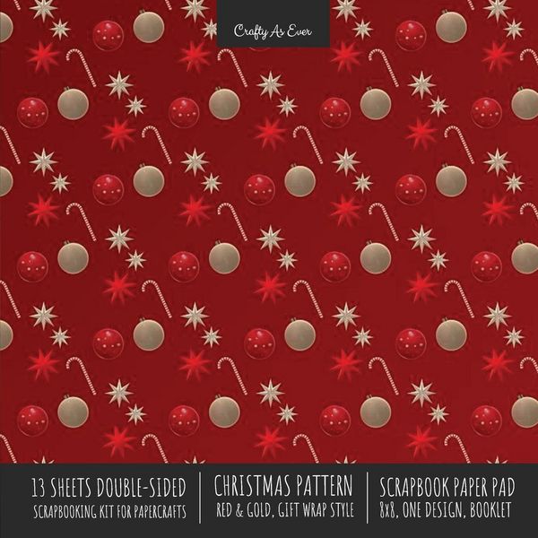 Produktbild: Christmas Pattern Scrapbook Paper Pad 8x8 Decorative Scrapbooking Kit for Cardmaking Gifts, DIY Crafts, Printmaking, Papercrafts, Red and Gold Designer Paper