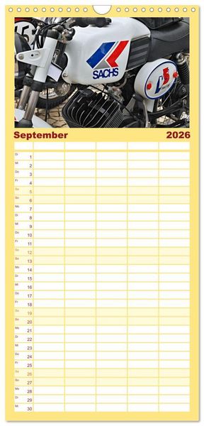 Produktbild: Familienplaner 2026 - Vintage Mopeds mit 5 Spalten (Wandkalender, 21 x 45 cm) CALVENDO