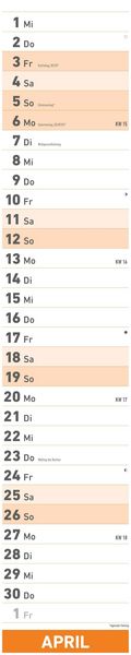 Superplaner 2026 - Streifenkalender 17x85 cm - mit Ringbindung - viel Platz für Notizen - Langplaner - Wandkalender - Küchenkalender - Alpha Edition