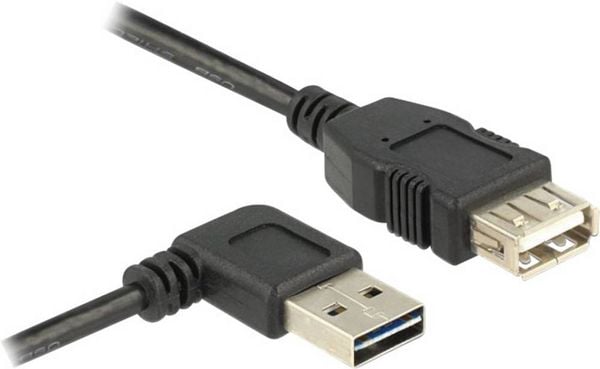 Produktbild: Delock USB-Kabel USB 2.0 USB-A Stecker, USB-A Buchse 1.00 m Schwarz beidseitig verwendbarer Stecker, vergoldete Steckkontakte, UL-zertifiziert 83551