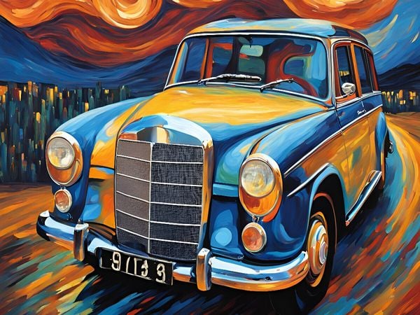Produktbild: CALVENDO Puzzle Oldtimer im Stil von van Gogh | 1000 Teile Lege-Gr&ouml;&szlig;e 64x48cm Foto-Puzzle f&uuml;r gl&uuml;ckliche Stunden