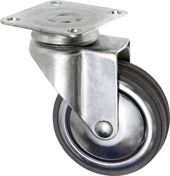 Produktbild: TOOLCRAFT TO-5137911 Lenkrolle mit Anschraubplatte 80mm Gummi Tragf&auml;higkeit (max.): 70kg