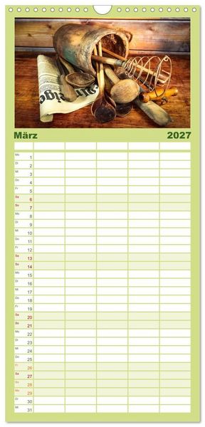 Produktbild: Familienplaner 2027 - Zeitreise auf dem K&uuml;chentisch mit 5 Spalten (Wandkalender, 21 x 45 cm) CALVENDO