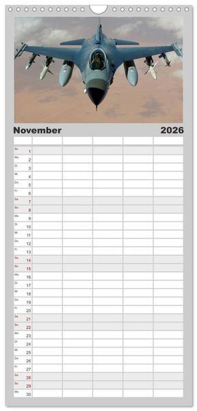 Produktbild: Familienplaner 2026 - Kampfjets &bull; U.S. Aircraft mit 5 Spalten (Wandkalender, 21 x 45 cm) CALVENDO