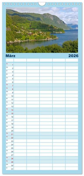 Produktbild: Familienplaner 2026 - Faszination Skandinavien mit 5 Spalten (Wandkalender, 21 x 45 cm) CALVENDO