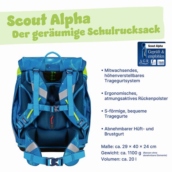 Produktbild: Scout Schulranzen Set Alpha, Schulranzen Set, 4tlg, Deep Sea