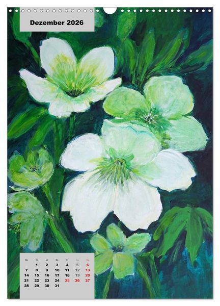 Produktbild: Blumen in Acryl (Wandkalender 2026 DIN A3 hoch), CALVENDO Monatskalender