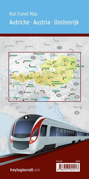 Produktbild: freytag & berndt Rail Travel Map &Ouml;sterreich 1:500.000