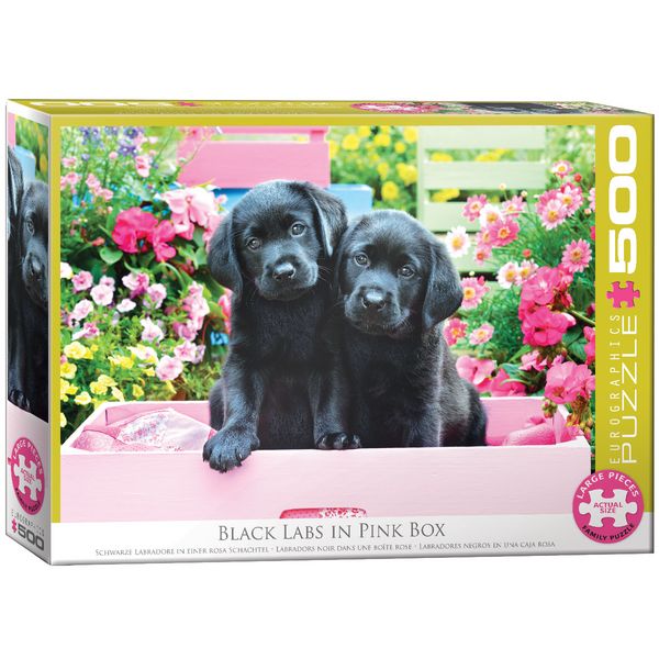 Produktbild: Family Puzzle 500 Teile - Oversize - Black Labs in Pink Box