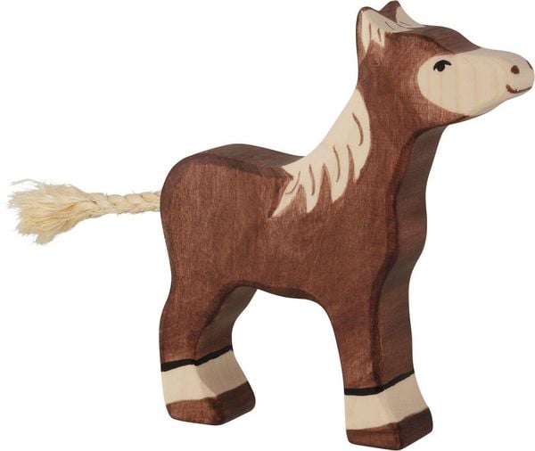Holztiger Fohlen, Stehend, Hellbraun – Holzfigur Aus Europa – 80040 – Ideales Naturspielzeug Für Kleinkinder
