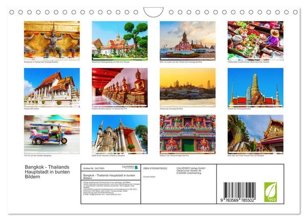 Produktbild: Bangkok - Thailands Hauptstadt in bunten Bildern (Wandkalender 2027 DIN A4 quer), CALVENDO Monatskalender
