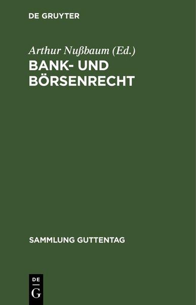 Produktbild: Bank- und B&ouml;rsenrecht