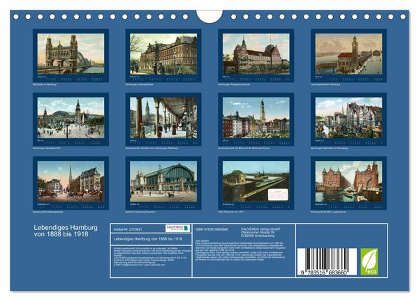 Produktbild: Lebendiges Hamburg von 1888 bis 1918 (Wandkalender 2026 DIN A4 quer), CALVENDO Monatskalender
