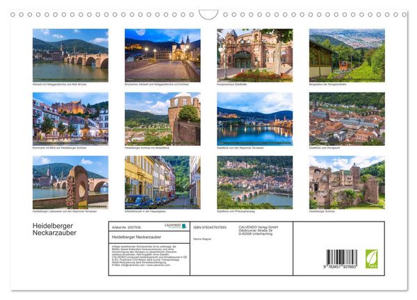 Produktbild: Heidelberger Neckarzauber (Wandkalender 2026 DIN A3 quer), CALVENDO Monatskalender