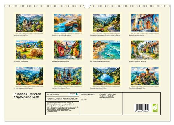 Produktbild: Rum&auml;nien. Zwischen Karpaten und K&uuml;ste (Wandkalender 2027 DIN A3 quer), CALVENDO Monatskalender