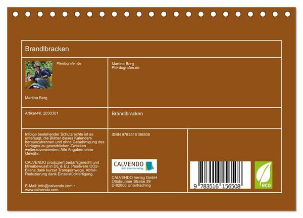 Produktbild: Brandlbracken (Tischkalender 2026 DIN A5 quer), CALVENDO Monatskalender