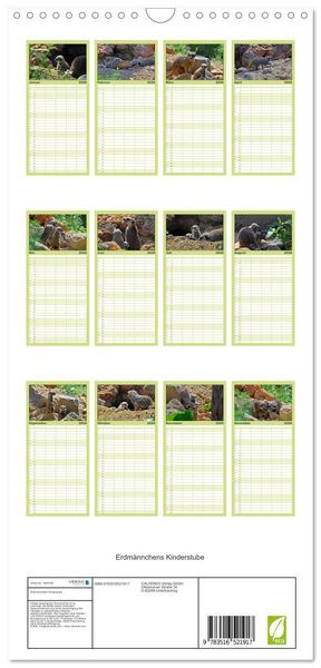 Produktbild: Familienplaner 2026 - Erdm&auml;nnchens Kinderstube mit 5 Spalten (Wandkalender, 21 x 45 cm) CALVENDO