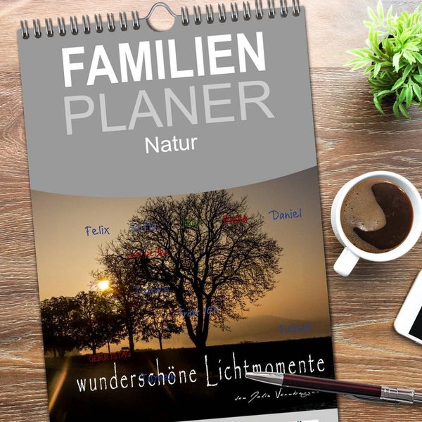 Produktbild: Familienplaner 2026 - wundersch&ouml;ne Lichtmomente mit 5 Spalten (Wandkalender, 21 x 45 cm) CALVENDO