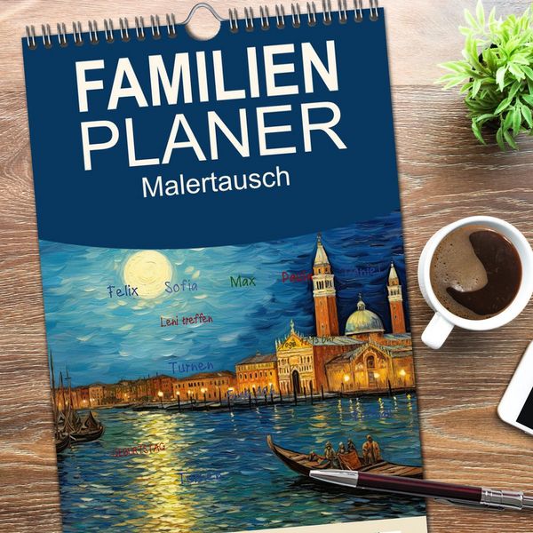 Produktbild: Familienplaner 2026 - Malertausch mit 5 Spalten (Wandkalender, 21 x 45 cm) CALVENDO
