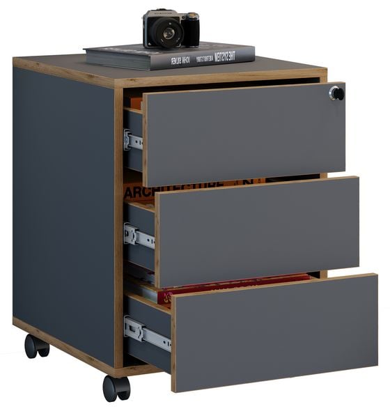 Produktbild: Holz Rollcontainer B&uuml;rocontainer Salia 3 Schublade