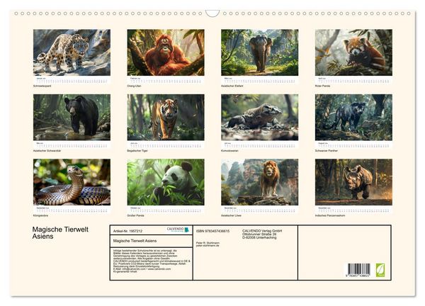 Produktbild: Magische Tierwelt Asiens (Wandkalender 2026 DIN A2 quer), CALVENDO Monatskalender