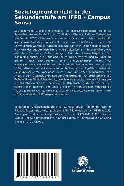 Produktbild: Soziologieunterricht in der Sekundarstufe am IFPB - Campus Sousa