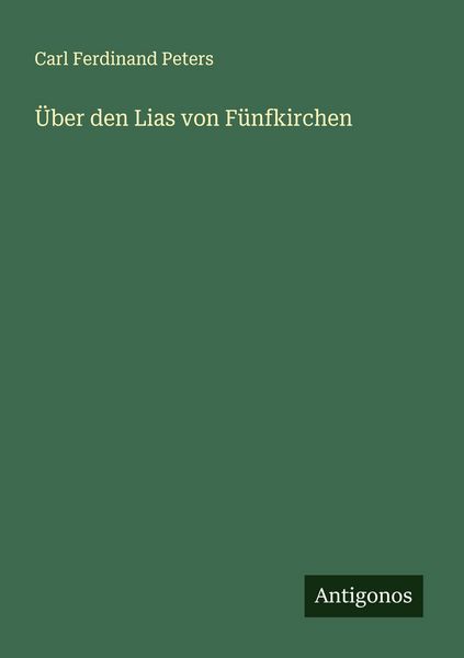 Produktbild: &Uuml;ber den Lias von F&uuml;nfkirchen