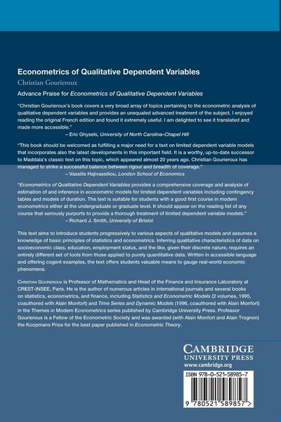 Produktbild: Econometrics of Qualitative Dependent Variables